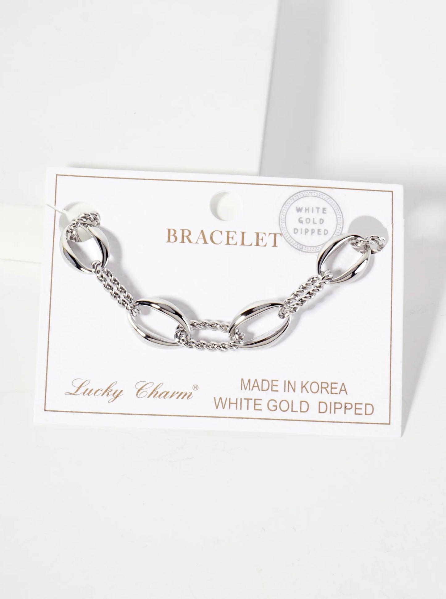 18K-Gold-Dipped Polished Brass 15mm Twisted Chain And Oval Link Bracelet