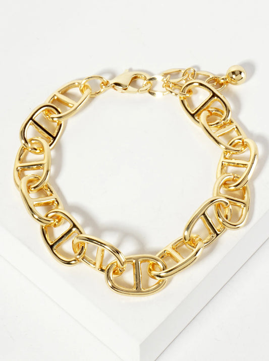18K-Gold-Dipped Polished Brass 16mm Mariner-Chain Bracelet