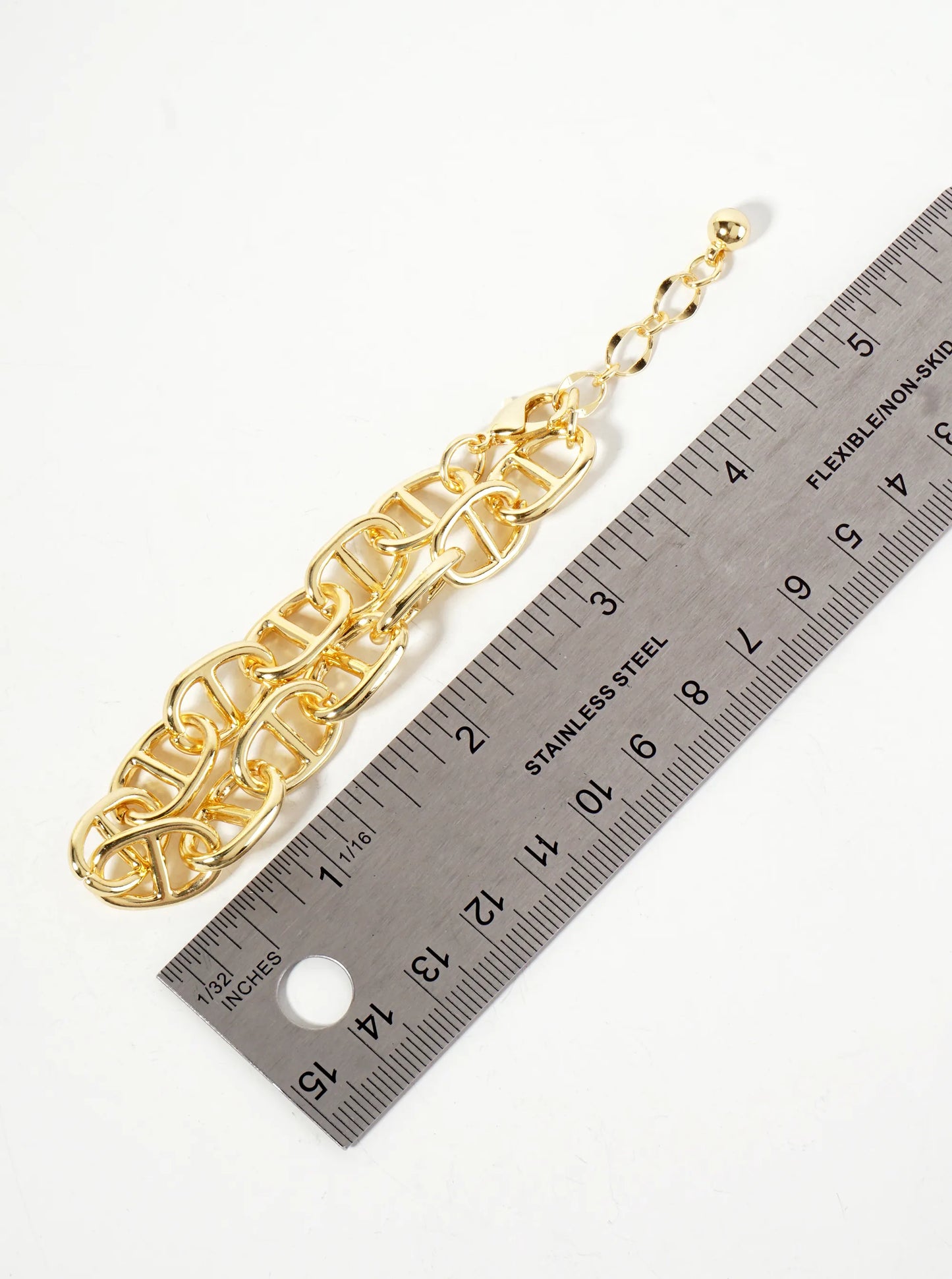 18K-Gold-Dipped Polished Brass 16mm Mariner-Chain Bracelet