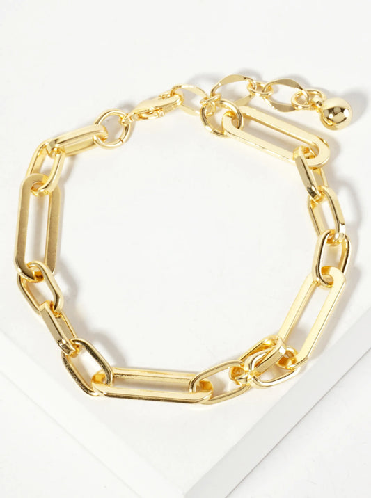 18K-Gold-Dipped Polished Brass 20-10mm Chain Bracelet