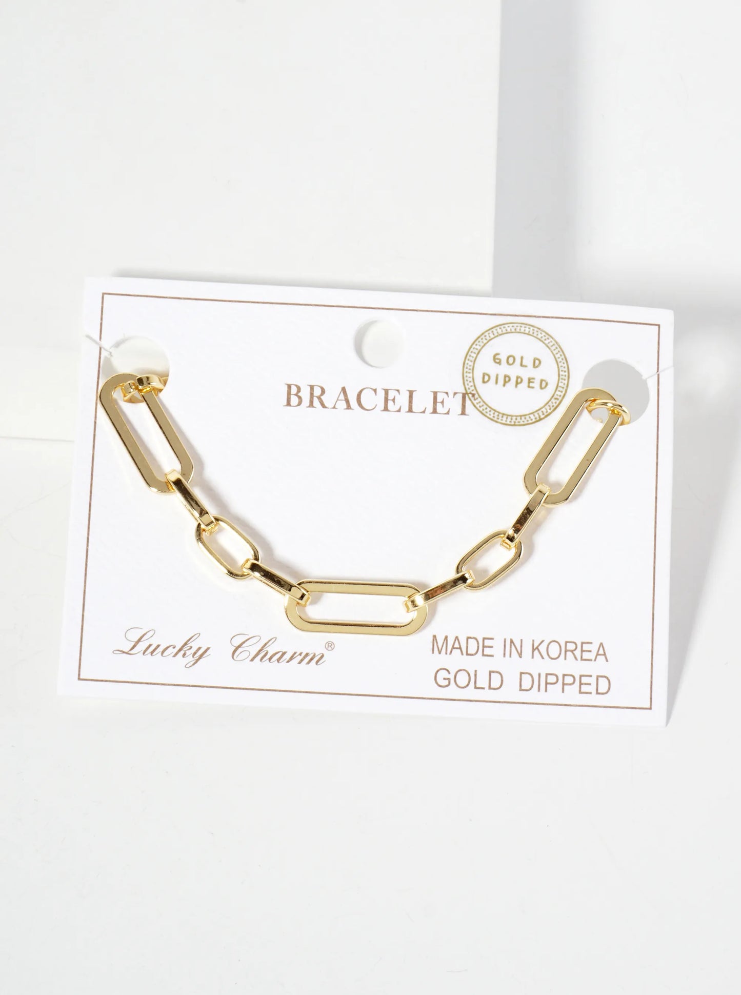 18K-Gold-Dipped Polished Brass 20-10mm Chain Bracelet