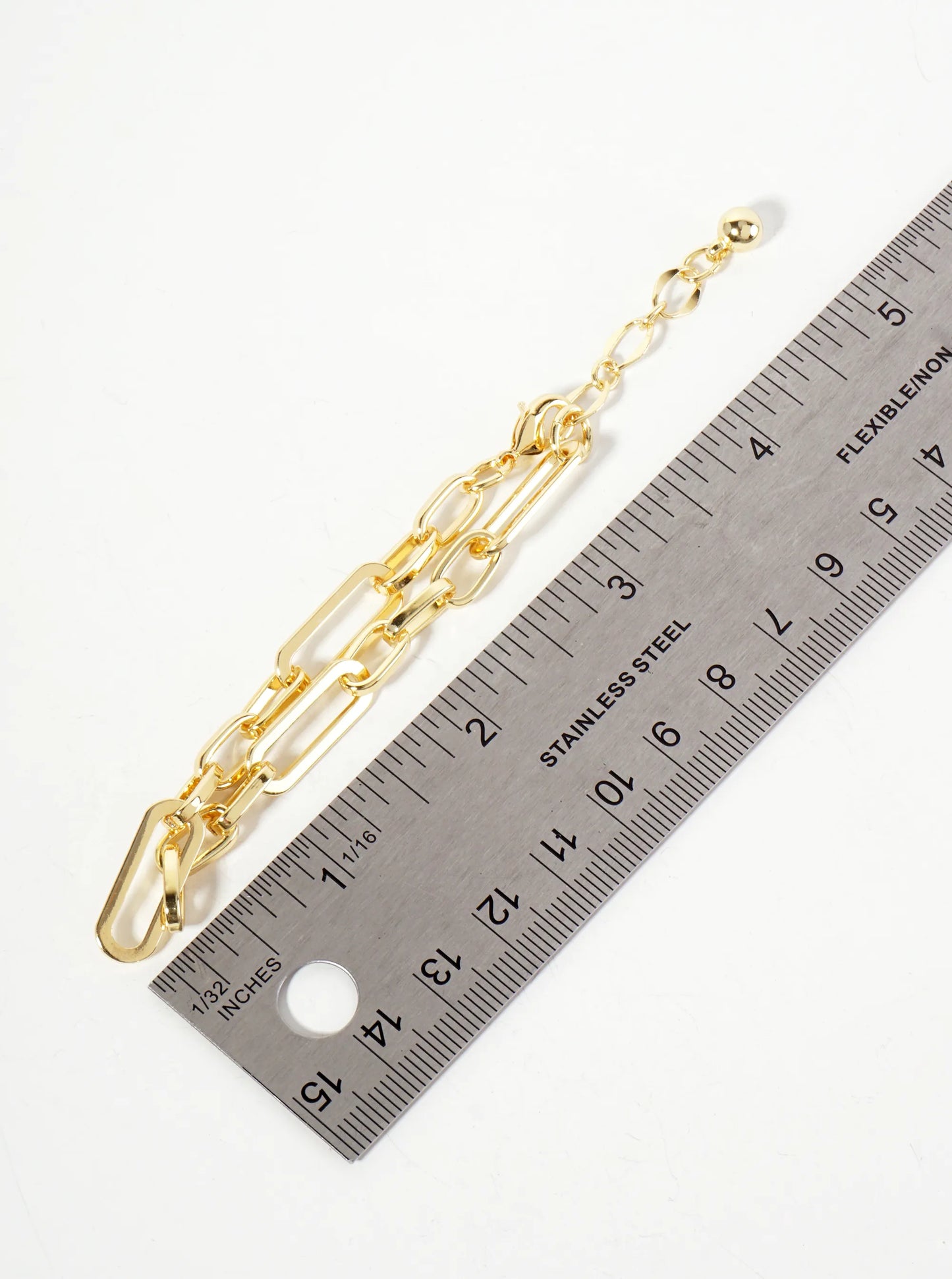 18K-Gold-Dipped Polished Brass 20-10mm Chain Bracelet