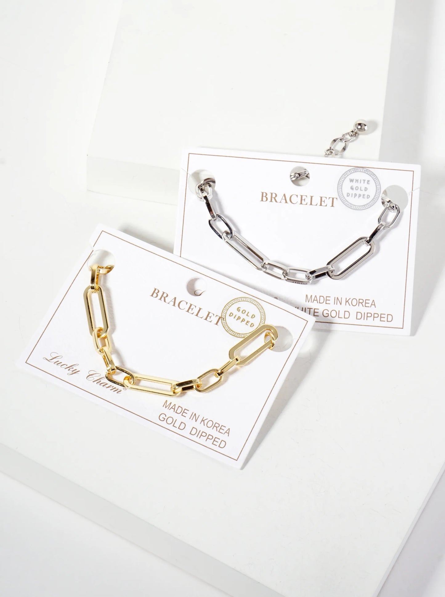 18K-Gold-Dipped Polished Brass 20-10mm Chain Bracelet