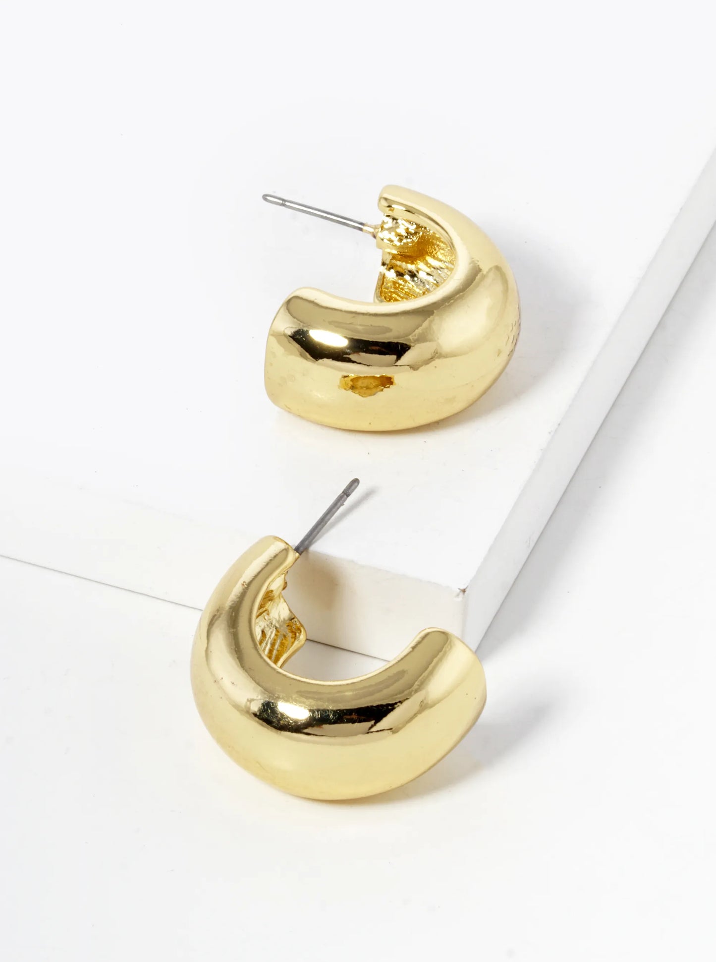 18K Gold Dipped Polished Brass 20mm Half Hoop Earrings