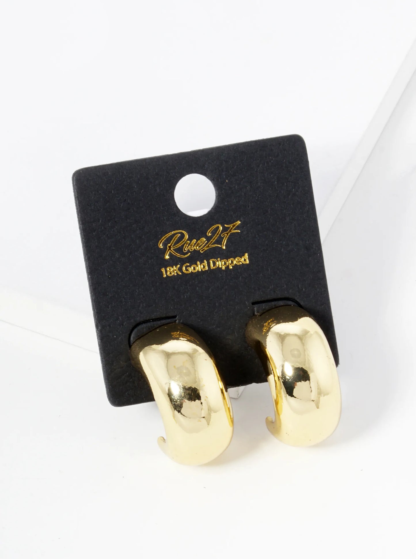 18K Gold Dipped Polished Brass 20mm Half Hoop Earrings