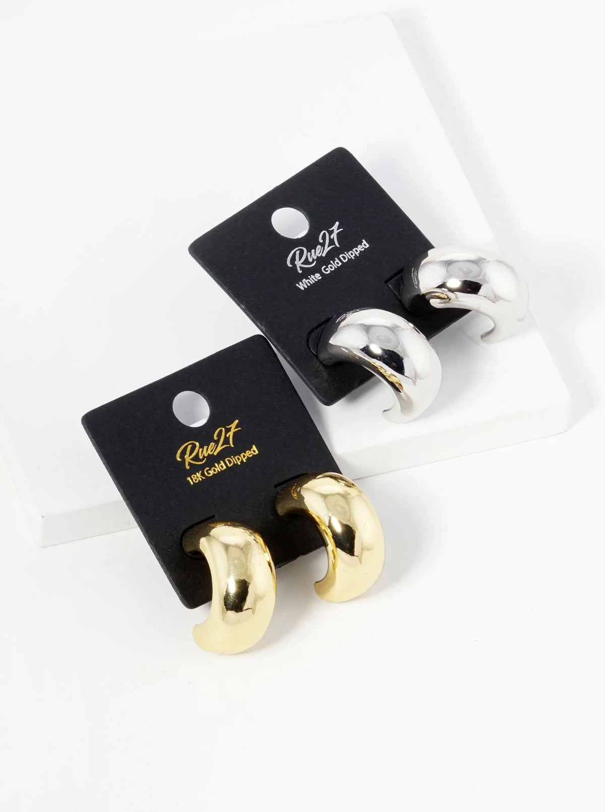 18K Gold Dipped Polished Brass 20mm Half Hoop Earrings