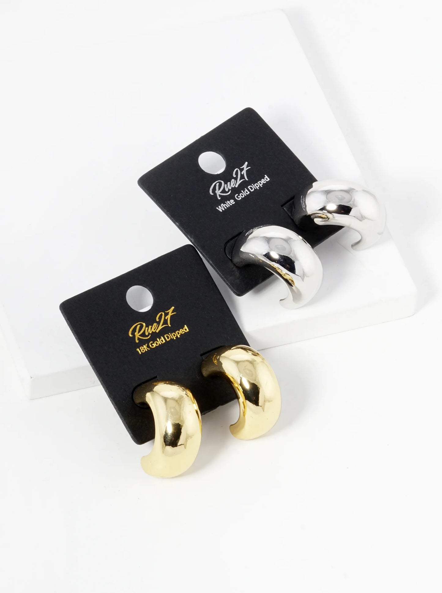 18K Gold Dipped Polished Brass 20mm Half Hoop Earrings