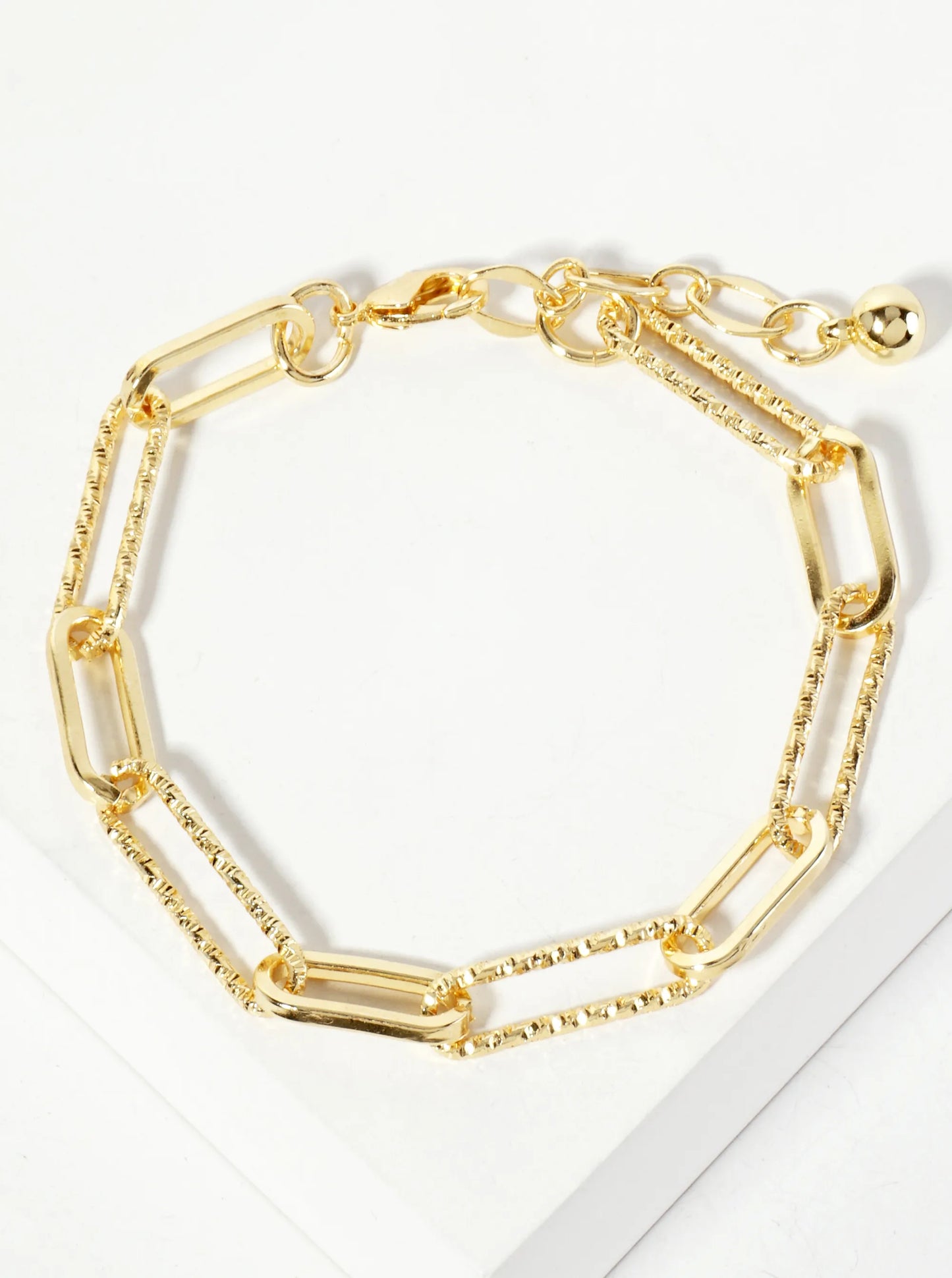 18K-Gold-Dipped Polished Brass 21-15mm Elegant Textured Link Bracelet