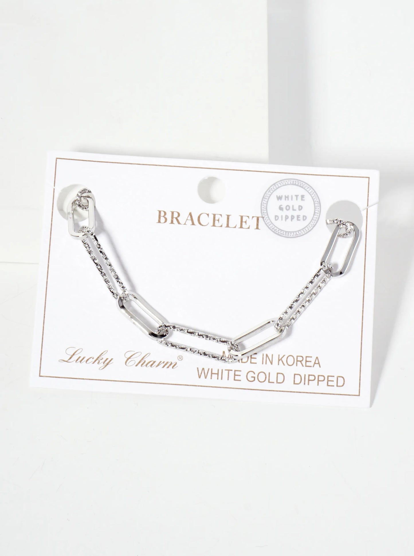 18K-Gold-Dipped Polished Brass 21-15mm Elegant Textured Link Bracelet