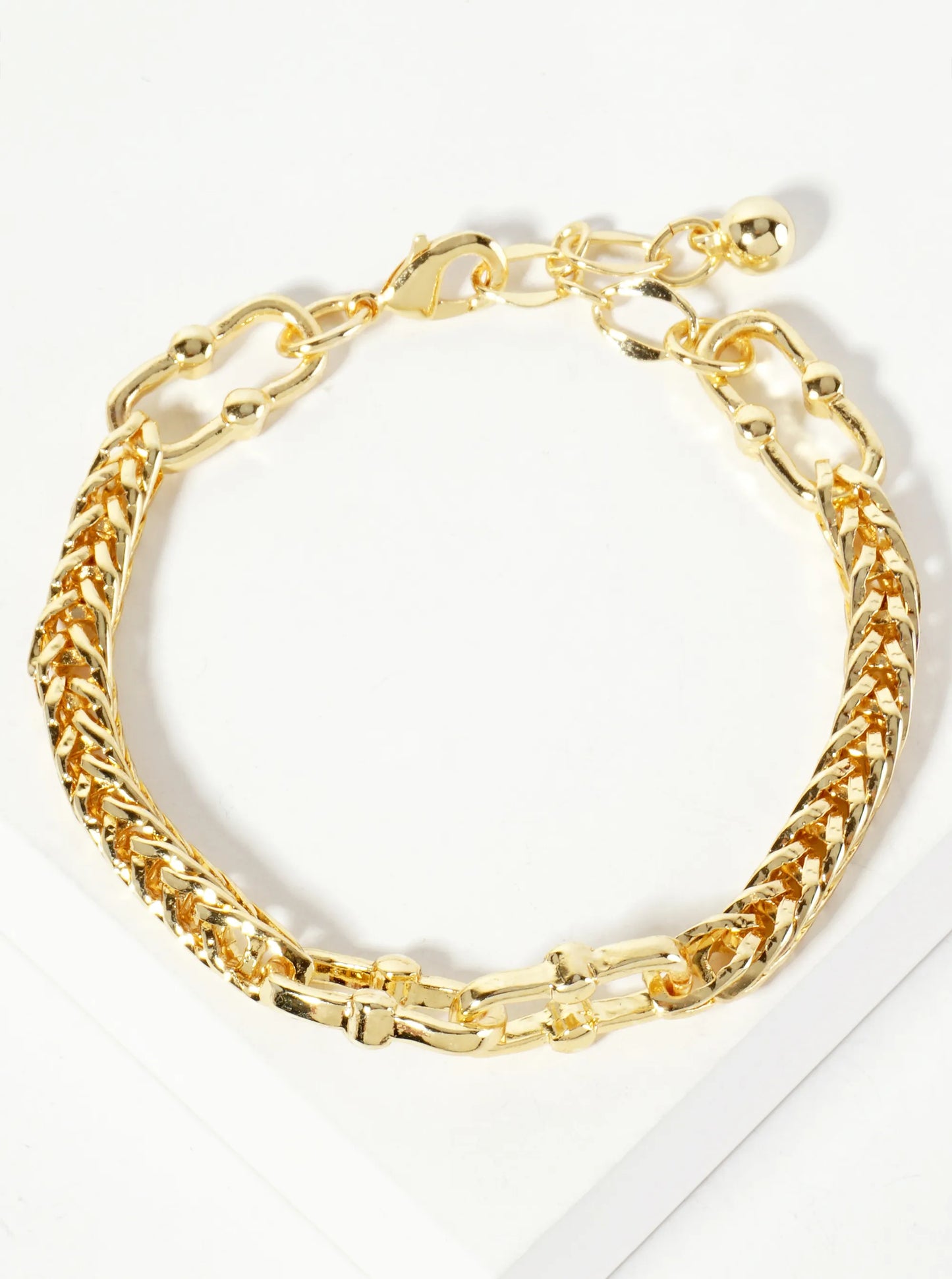 18K-Gold-Dipped Polished Brass 5mm Wheat-Chain Bracelet