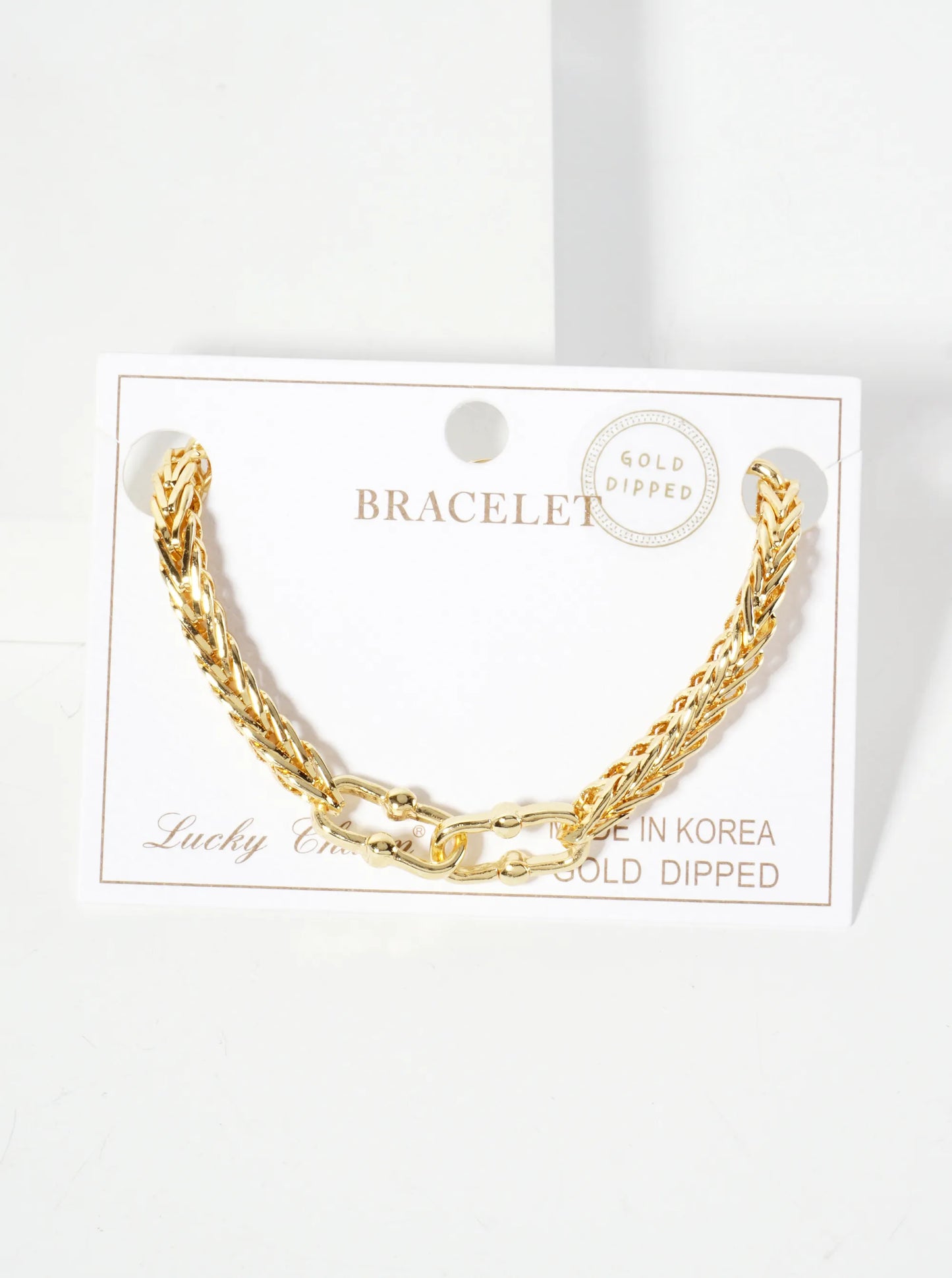 18K-Gold-Dipped Polished Brass 5mm Wheat-Chain Bracelet