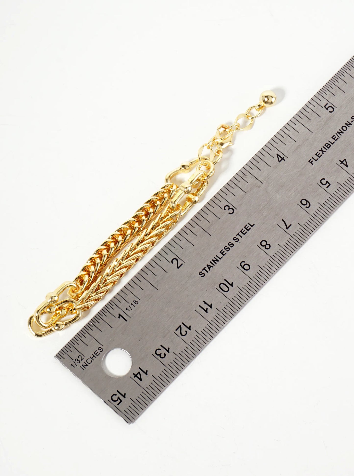 18K-Gold-Dipped Polished Brass 5mm Wheat-Chain Bracelet