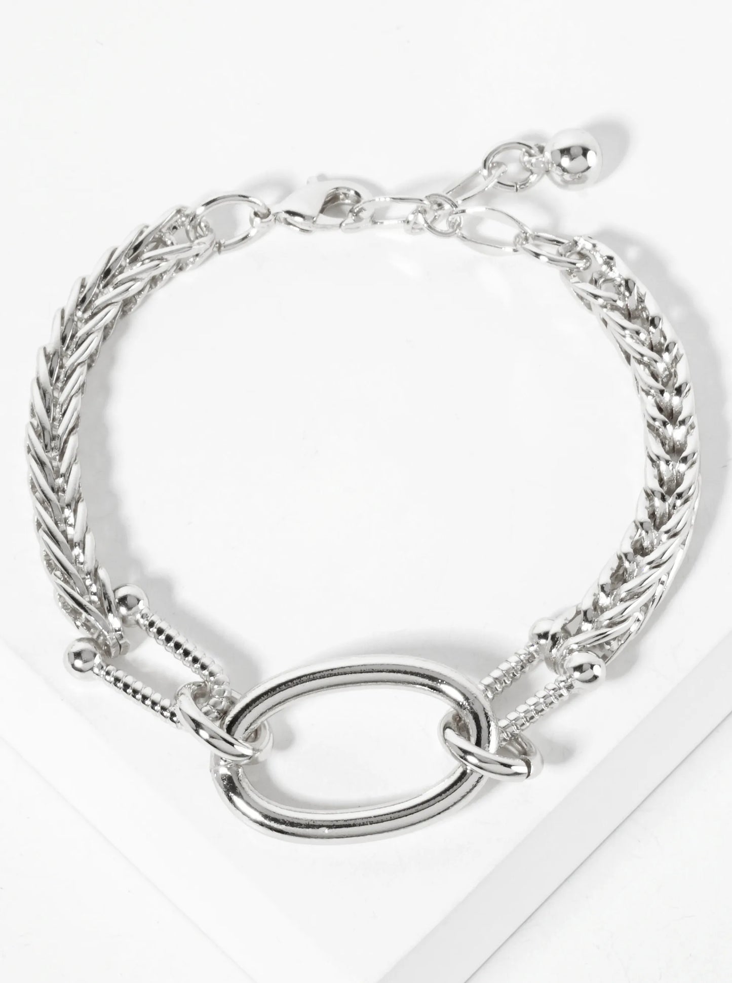 18K-Gold-Dipped Polished Brass 5mm Wheat-Chain Bracelet With 25mm Oval Accents