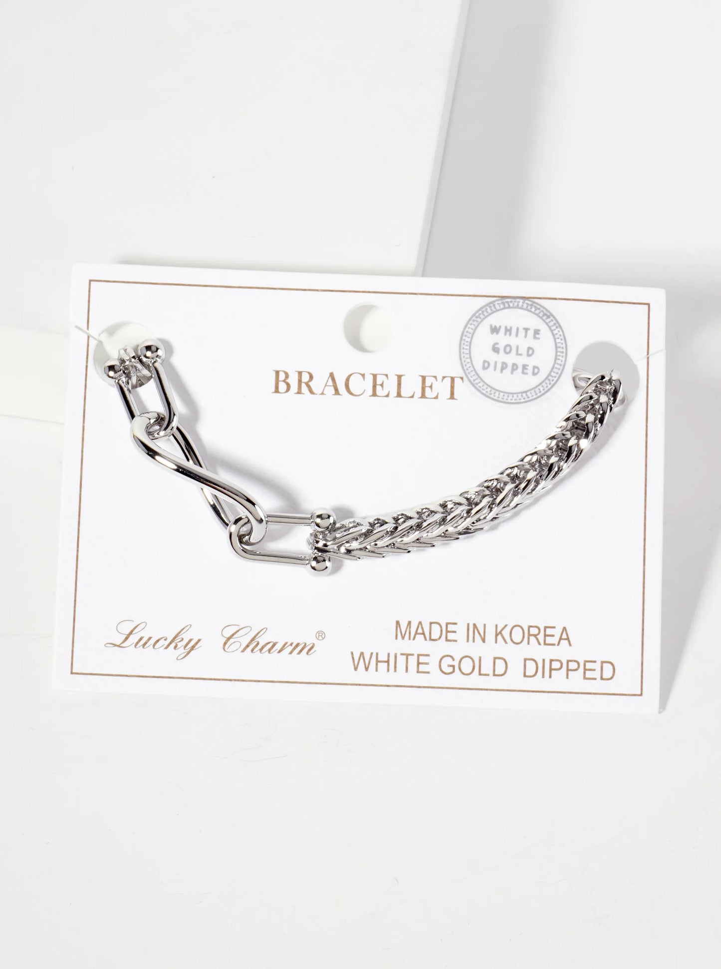 18K-Gold-Dipped Polished Brass 5mm Wheat-Chain Bracelet With Interlocking Oval And HardWear Links