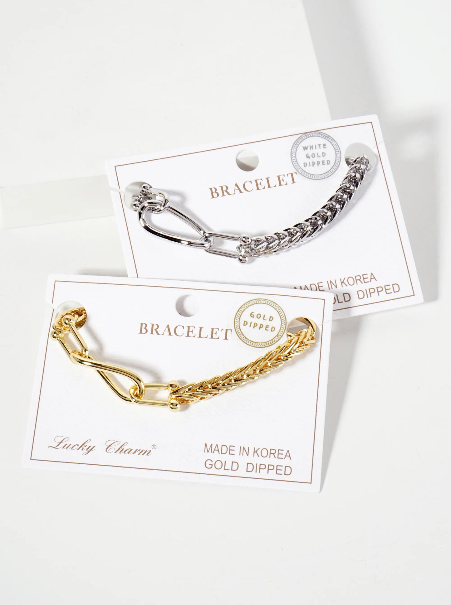 18K-Gold-Dipped Polished Brass 5mm Wheat-Chain Bracelet With Interlocking Oval And HardWear Links