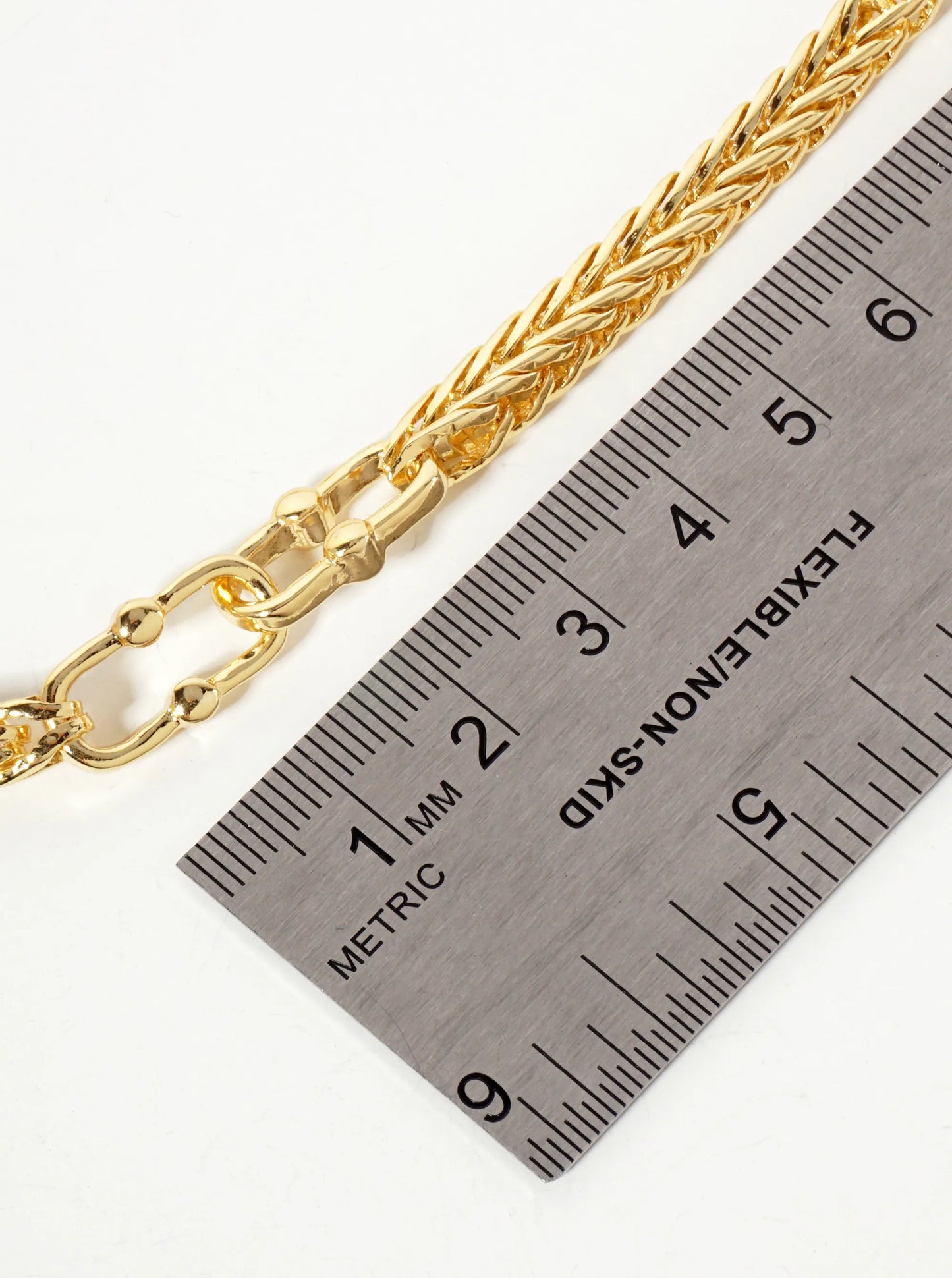 18K-Gold-Dipped Polished Brass 5mm Wheat-Chain Necklace