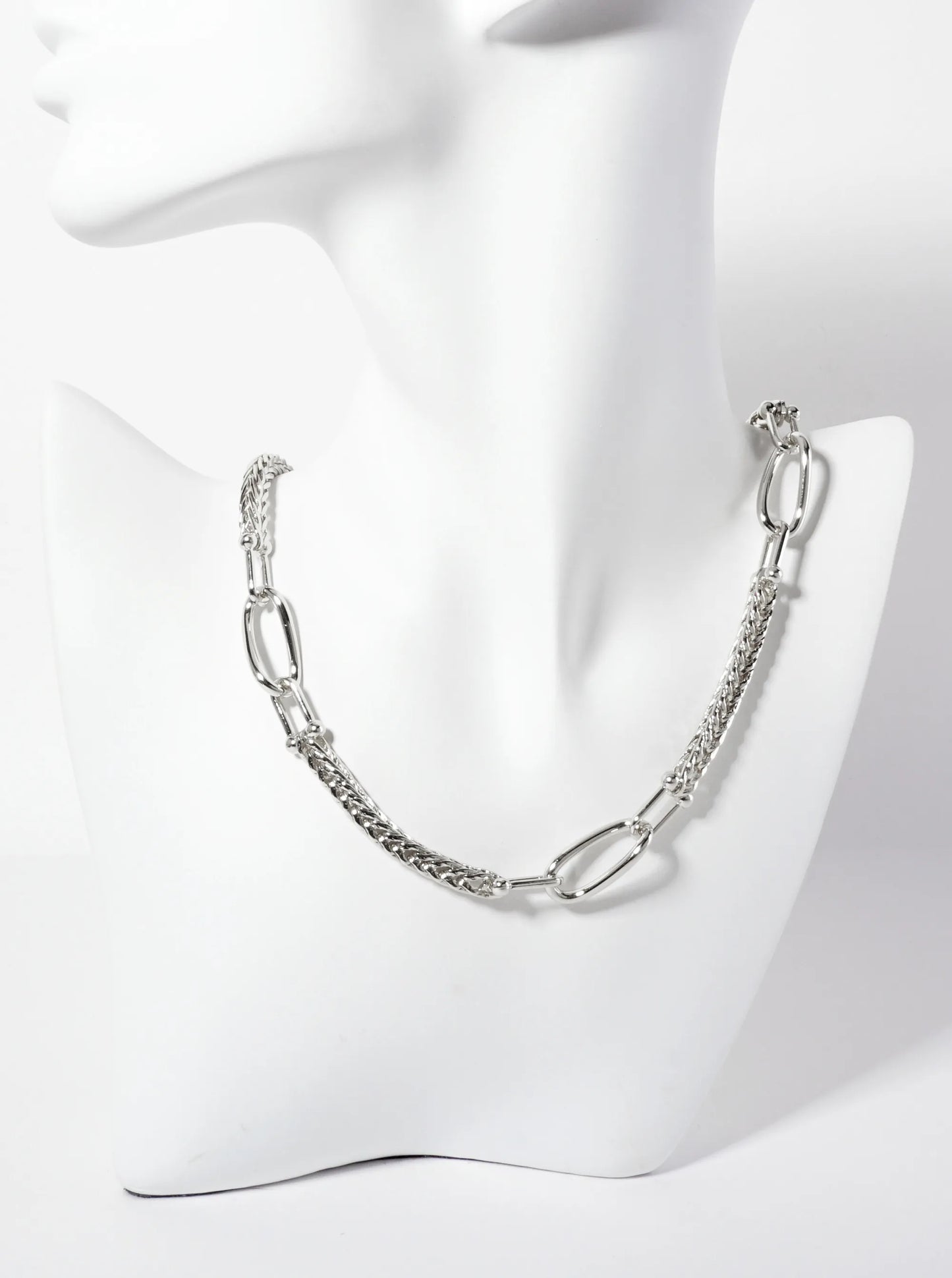 18K-Gold-Dipped Polished Brass 5mm Wheat-Chain Necklace With Interlocking Oval And HardWear Links