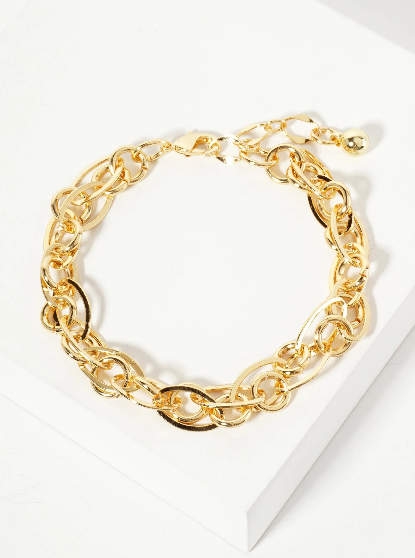 18K-Gold-Dipped Polished Brass Interwoven Chain Bracelet