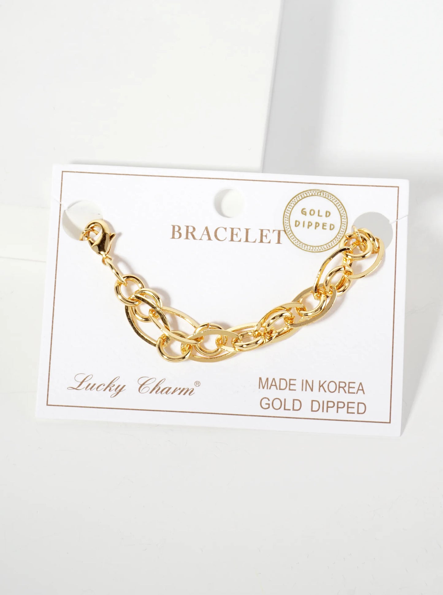 18K-Gold-Dipped Polished Brass Interwoven Chain Bracelet