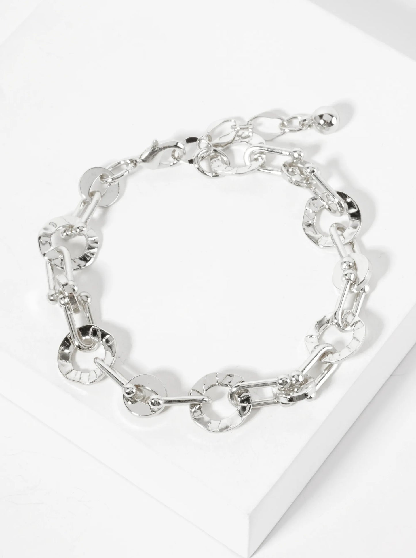 18K-Gold-Dipped Polished Brass Textured Circle Links With HardWear Chain Bracelet