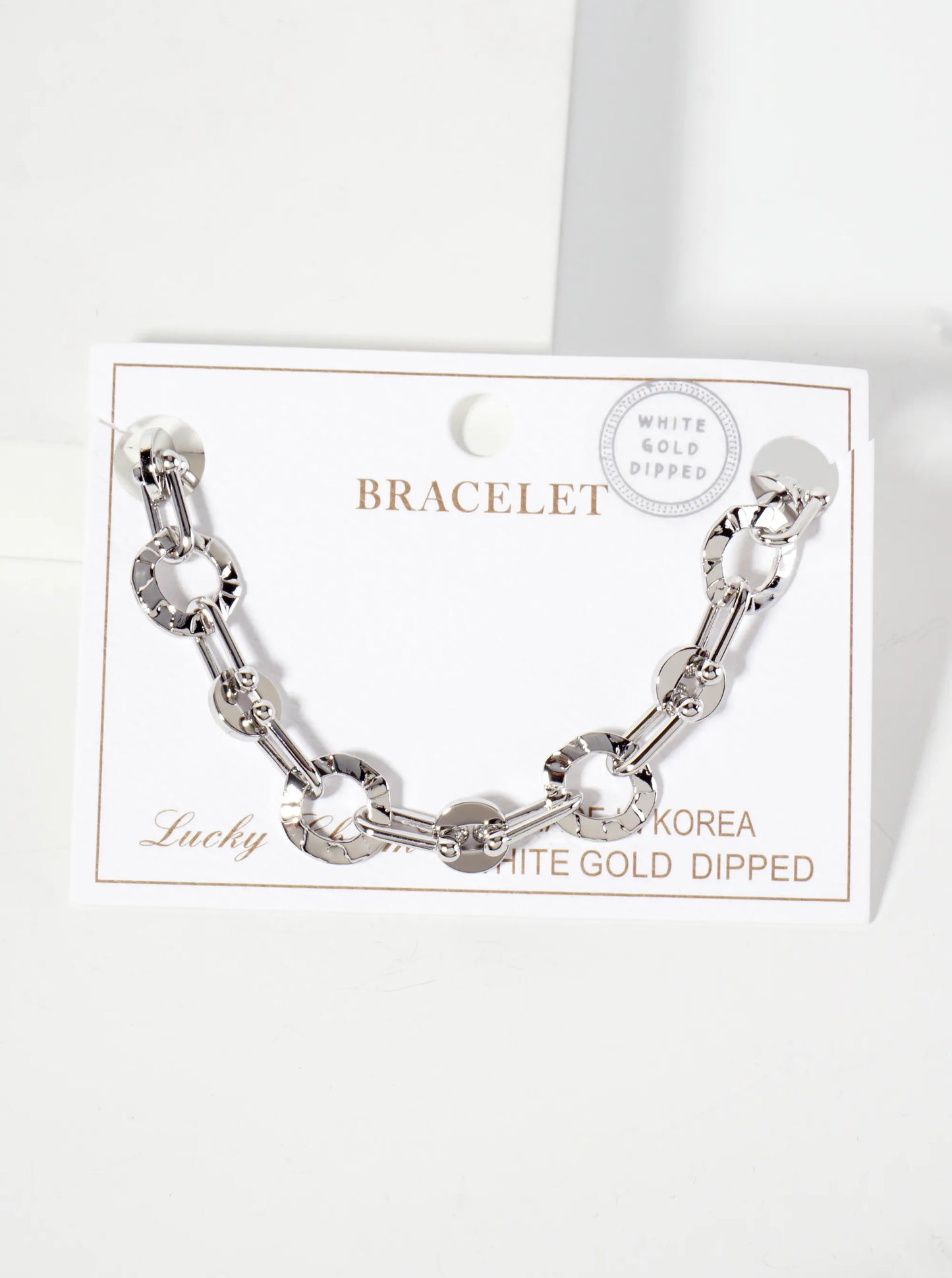 18K-Gold-Dipped Polished Brass Textured Circle Links With HardWear Chain Bracelet