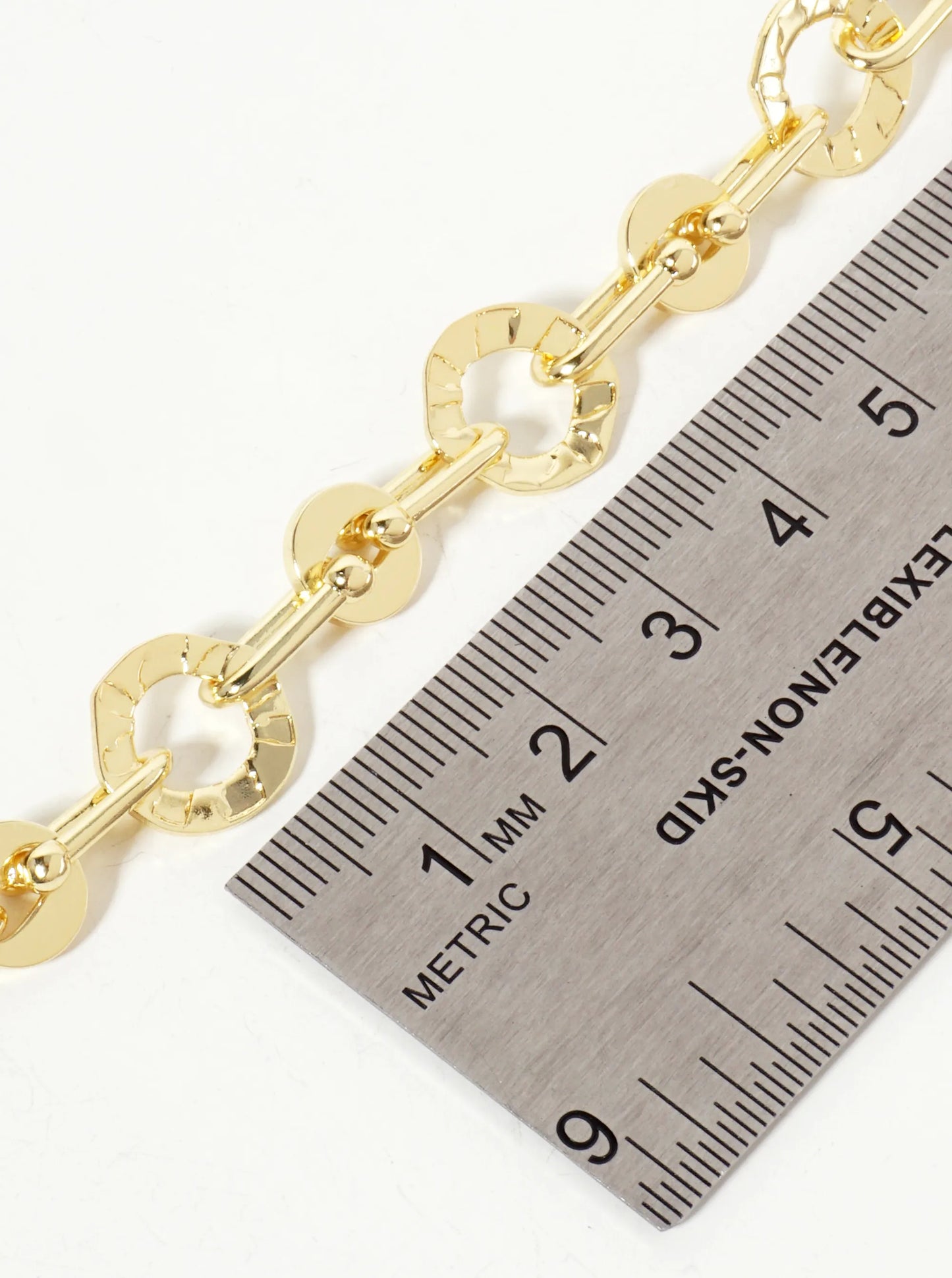 18K-Gold-Dipped Polished Brass Textured Circle Links With HardWear Chain Necklace