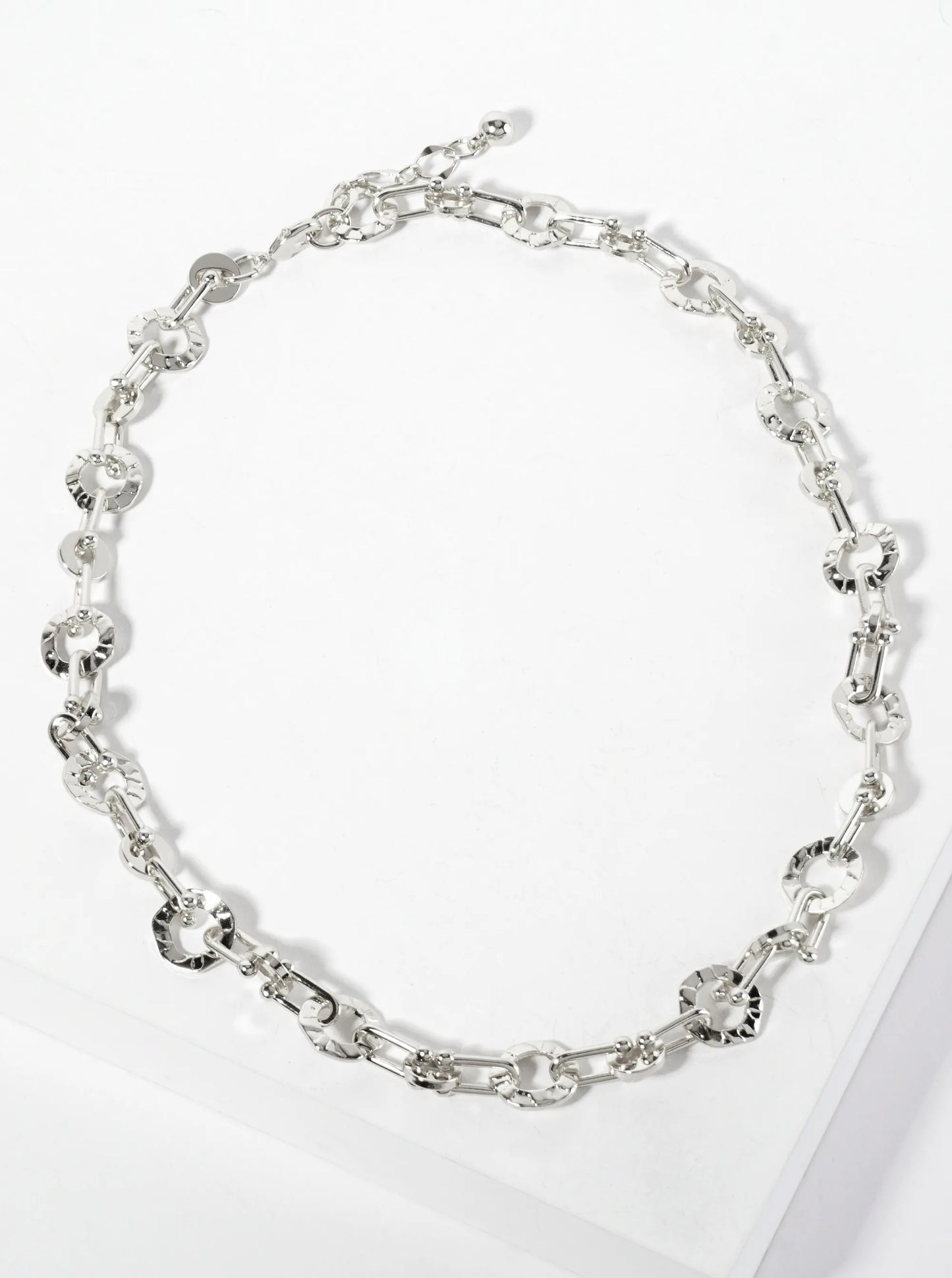 18K-Gold-Dipped Polished Brass Textured Circle Links With HardWear Chain Necklace
