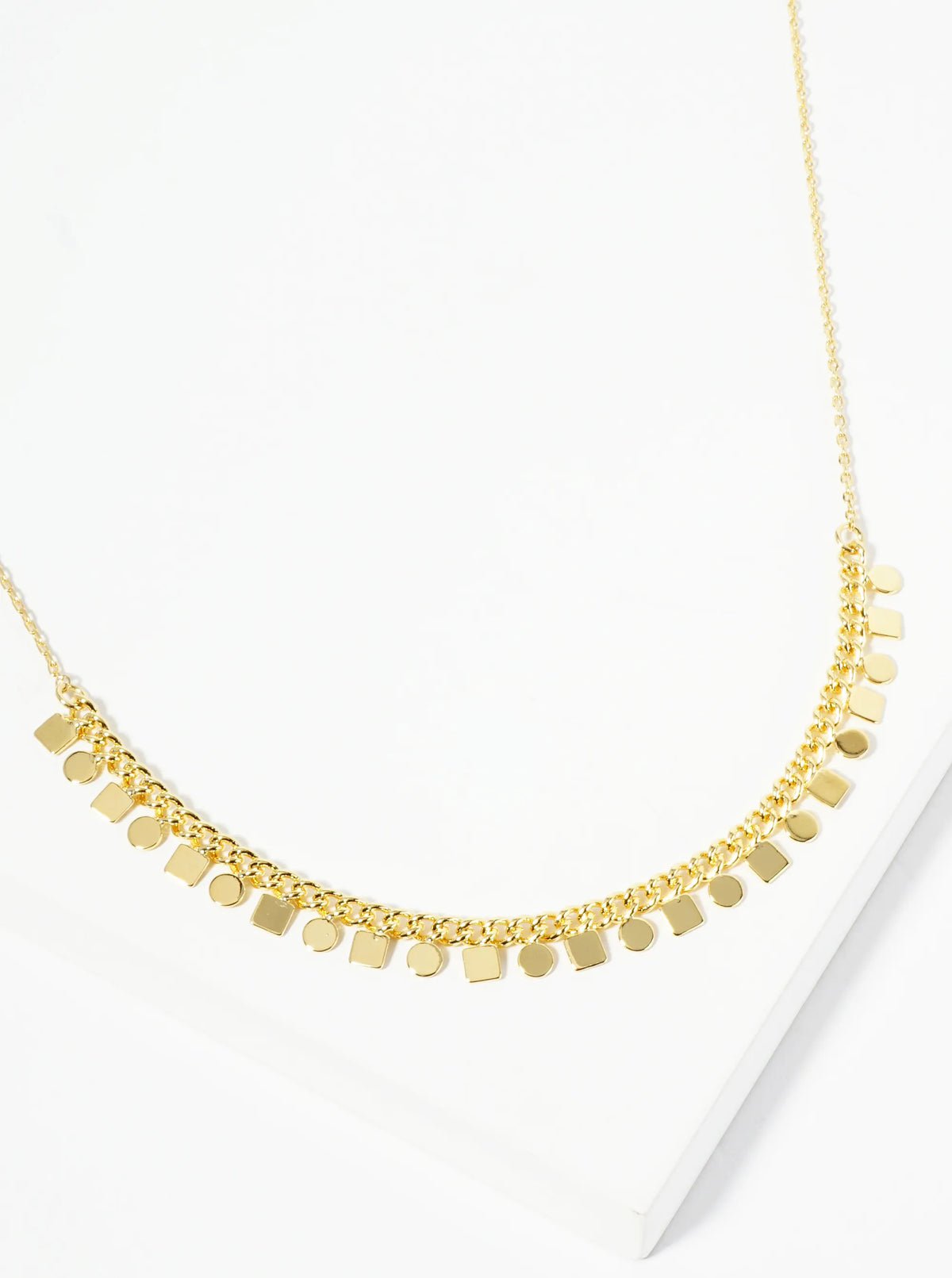 18K Gold Dipped Polished Geometric Charm Necklace