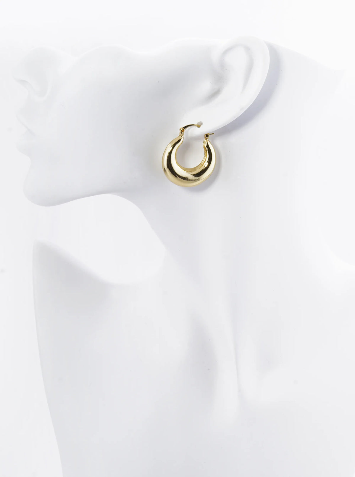 18K Gold Dipped Polished Hollow Brass Tapered 25mm Pin Catch Hoop Earrings