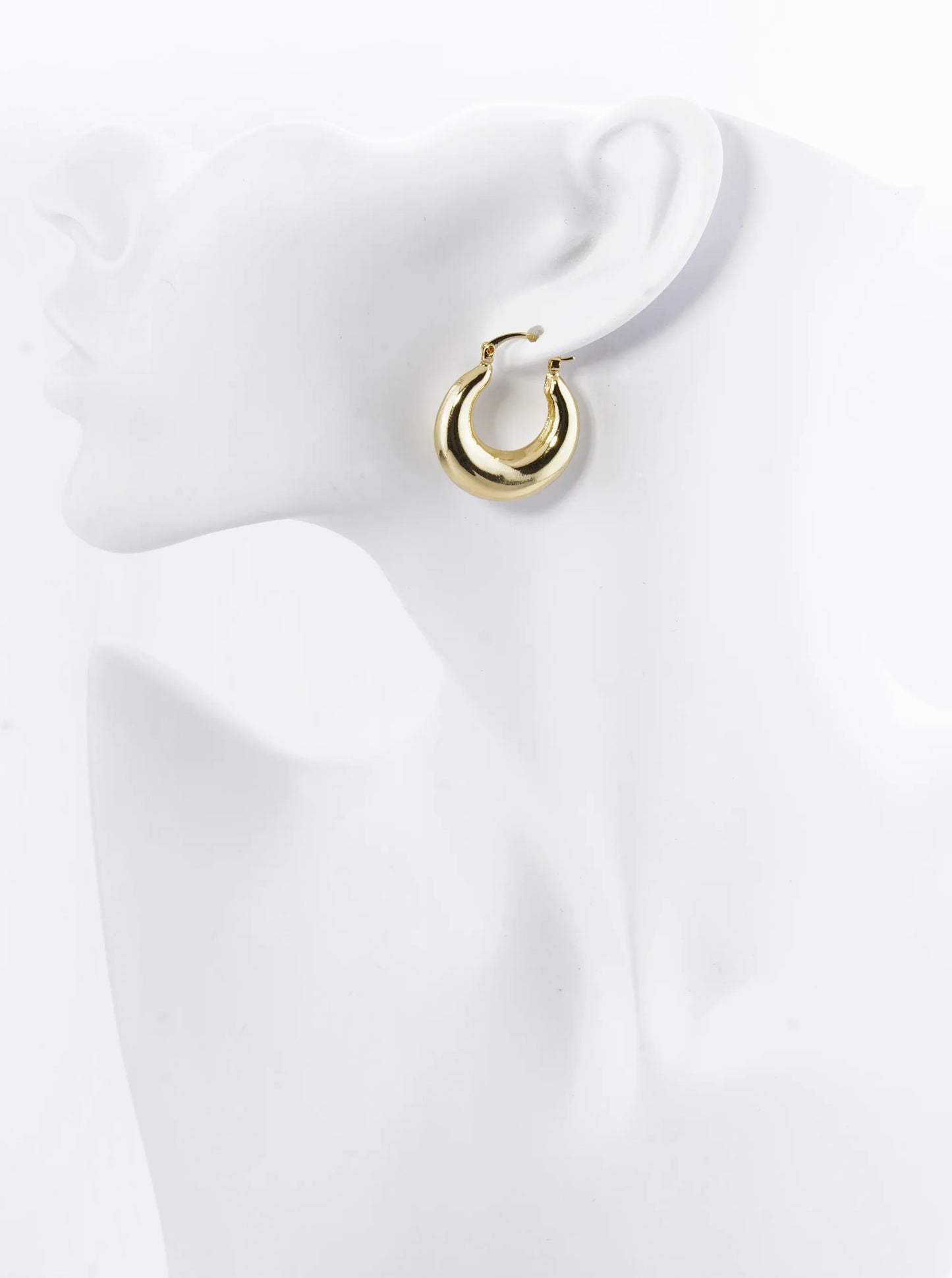 18K Gold Dipped Polished Hollow Brass Tapered 25mm Pin Catch Hoop Earrings