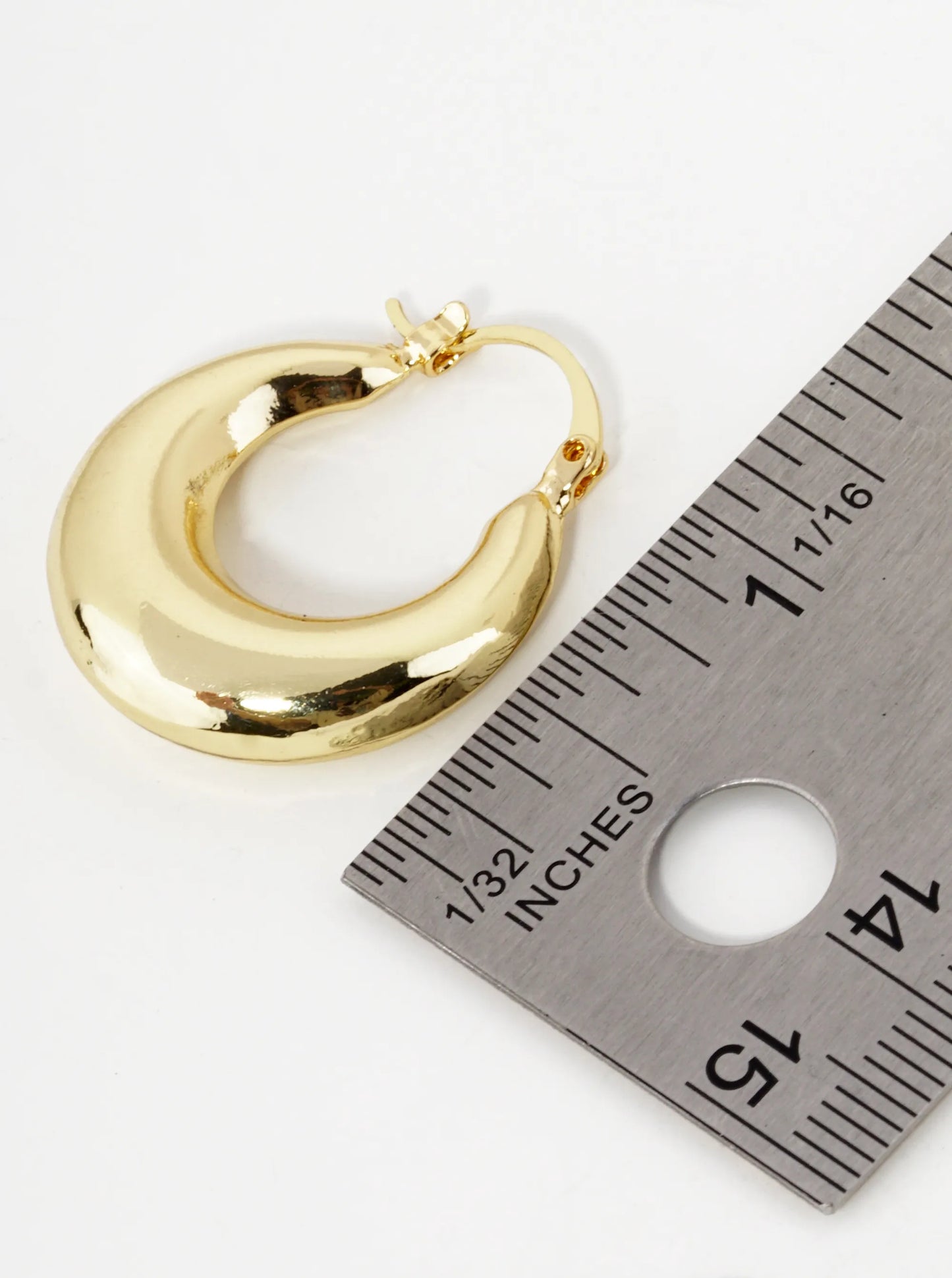 18K Gold Dipped Polished Hollow Brass Tapered 25mm Pin Catch Hoop Earrings