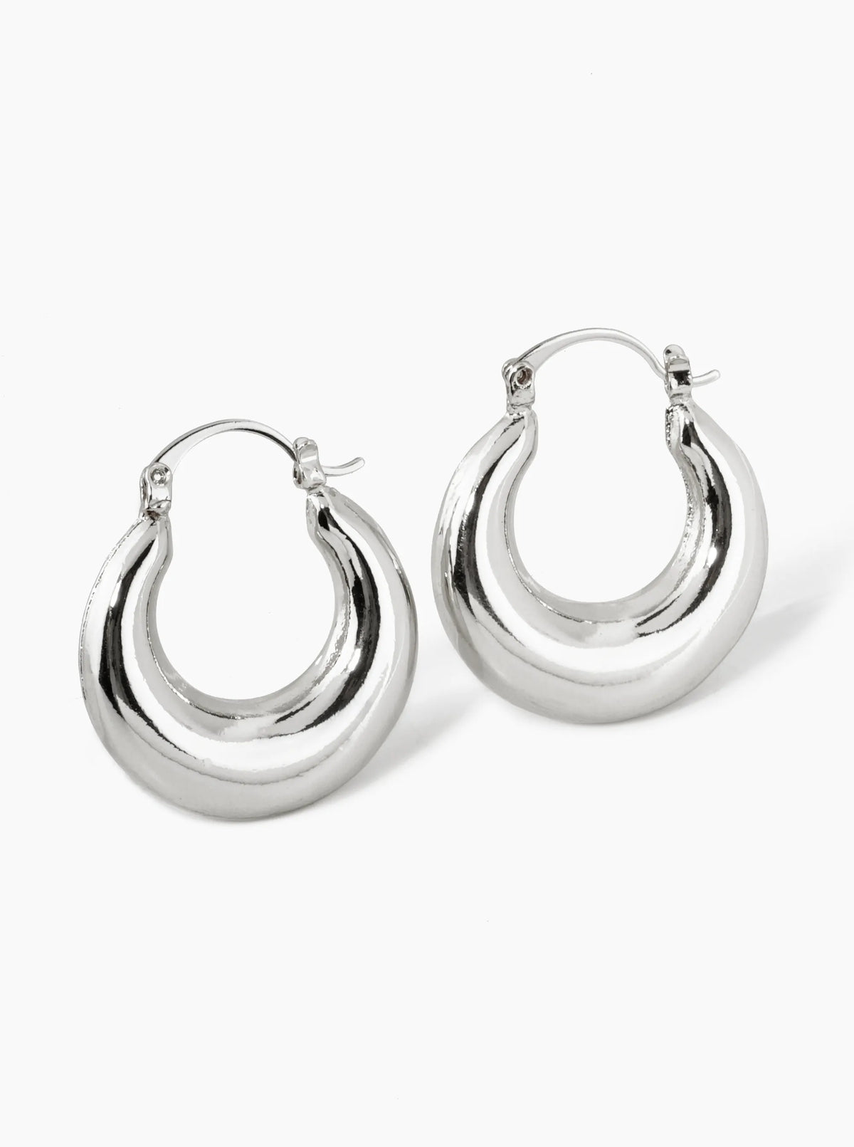 18K Gold Dipped Polished Hollow Brass Tapered 25mm Pin Catch Hoop Earrings