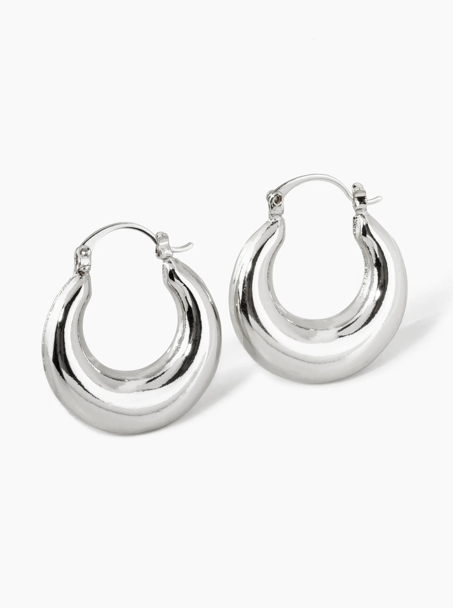 18K Gold Dipped Polished Hollow Brass Tapered 25mm Pin Catch Hoop Earrings