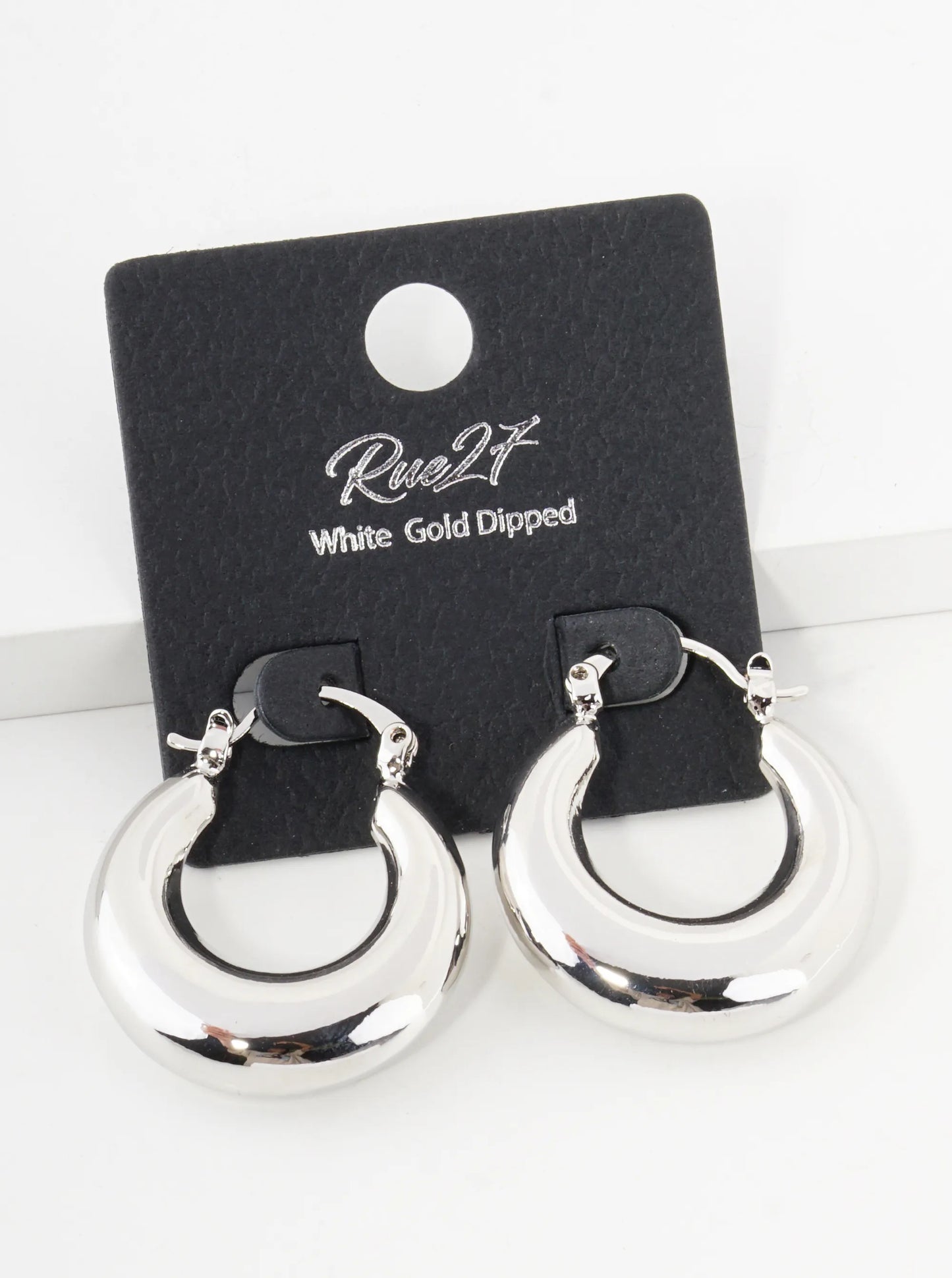 18K Gold Dipped Polished Hollow Brass Tapered 25mm Pin Catch Hoop Earrings