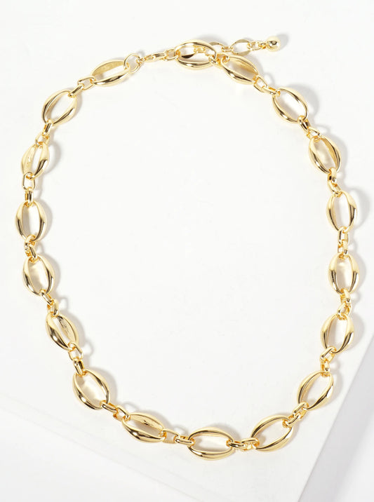 18K-Gold-Dipped Polished Oval-Shaped 16-7mm Chain Necklace