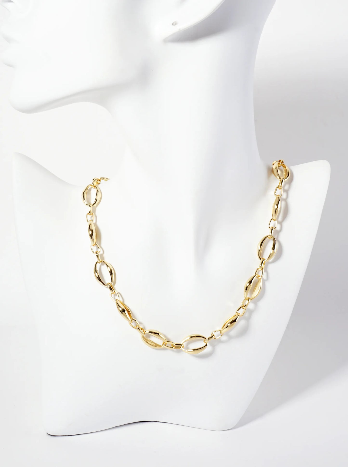 18K-Gold-Dipped Polished Oval-Shaped 16-7mm Chain Necklace