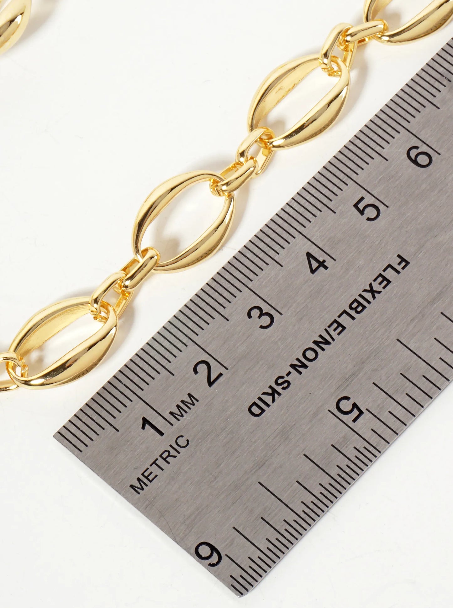 18K-Gold-Dipped Polished Oval-Shaped 16-7mm Chain Necklace