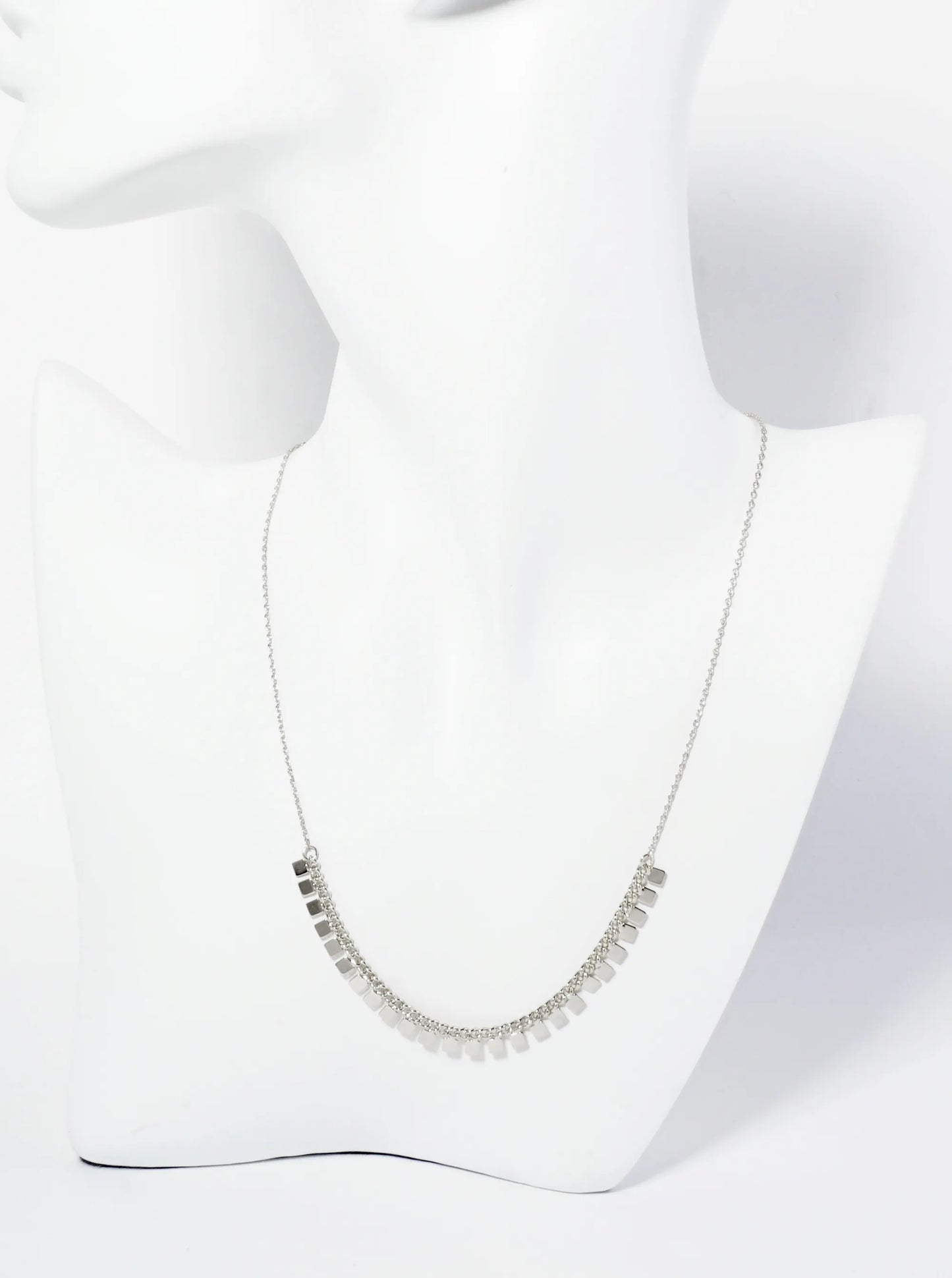 18K Gold Dipped Polished Square Charm Necklace
