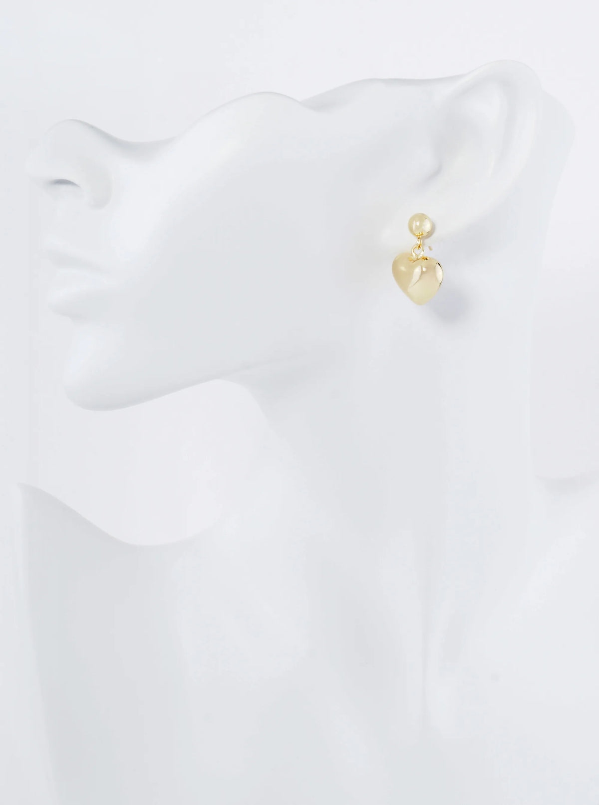 18K Gold Dipped Puffy Heart Drop Dangle Post Earrings