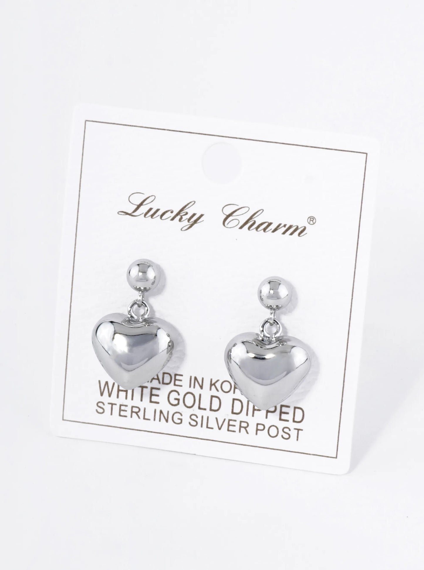 18K Gold Dipped Puffy Heart Drop Dangle Post Earrings