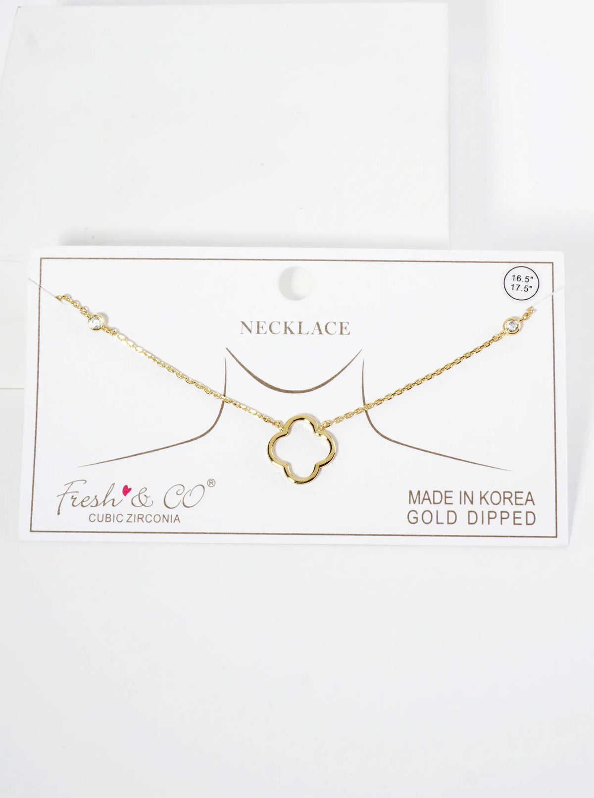 18K Gold Dipped Quatrefoil Cutout Pendant Necklace