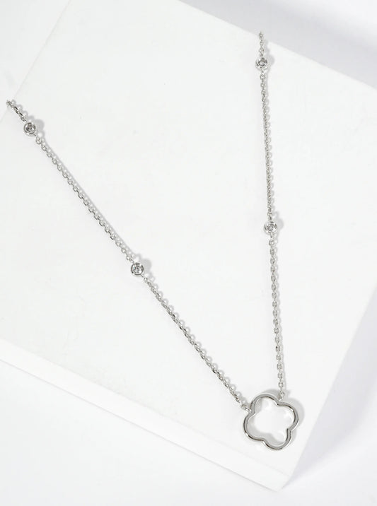 18K Gold Dipped Quatrefoil Cutout Pendant Necklace