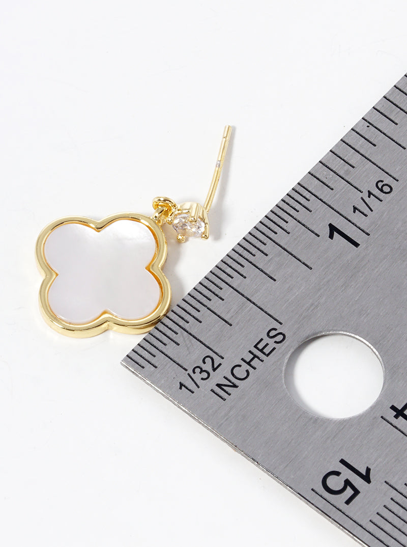 18K Gold Dipped Quatrefoil Drop Dangle Post Earrings