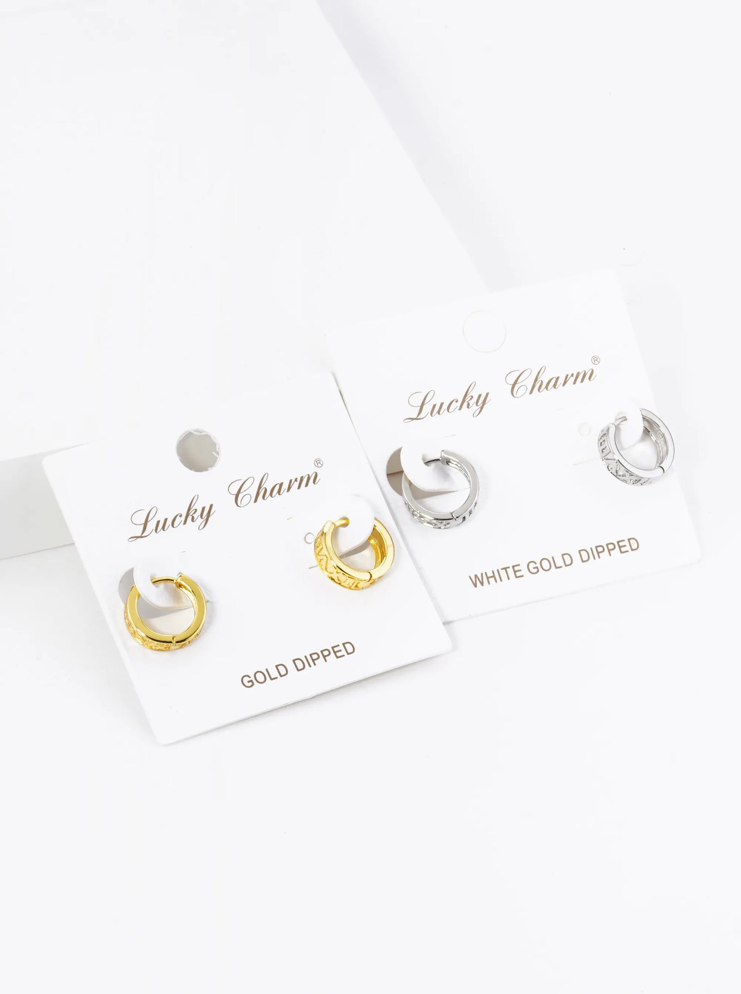 18K Gold Dipped Roman Numerals Engraved 11mm Brass Huggie Hoop Earrings