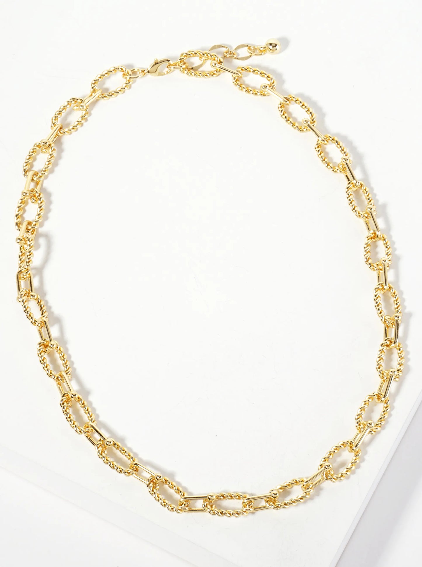 18K-Gold-Dipped Rope-Texture Polished Brass 16-11mm Chain Necklace