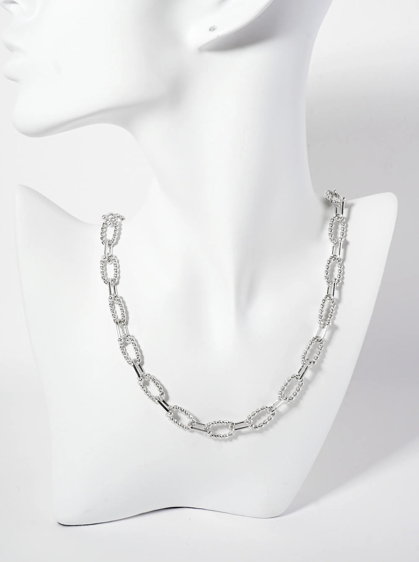 18K-Gold-Dipped Rope-Texture Polished Brass 16-11mm Chain Necklace