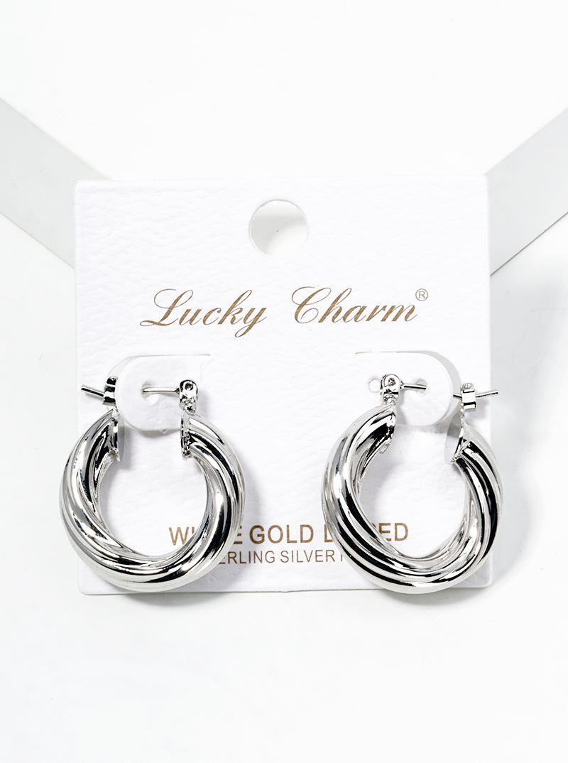 18K Gold Dipped Rope Textured Brass 25mm Bold Leverback Hoop Earrings