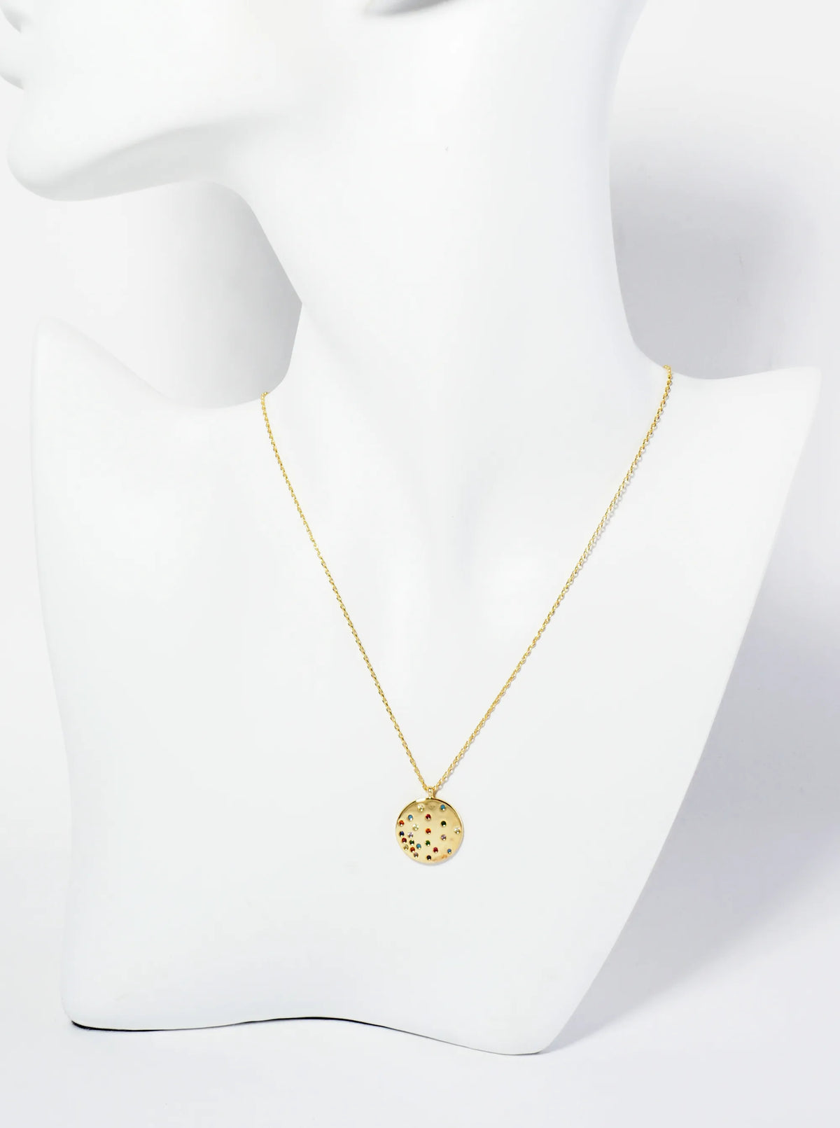 18K Gold Dipped Round CZ Pendant Set Like Stars In The Night Sky Necklace