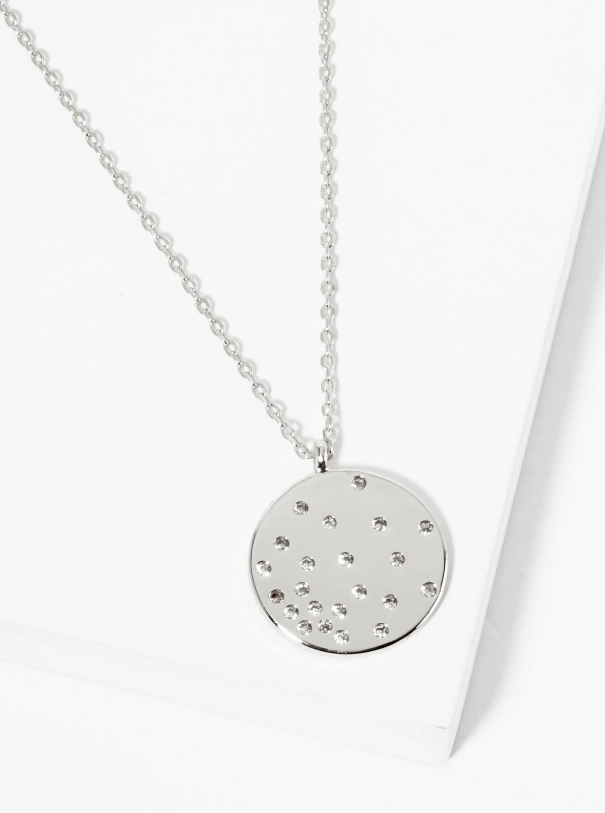 18K Gold Dipped Round CZ Pendant Set Like Stars In The Night Sky Necklace