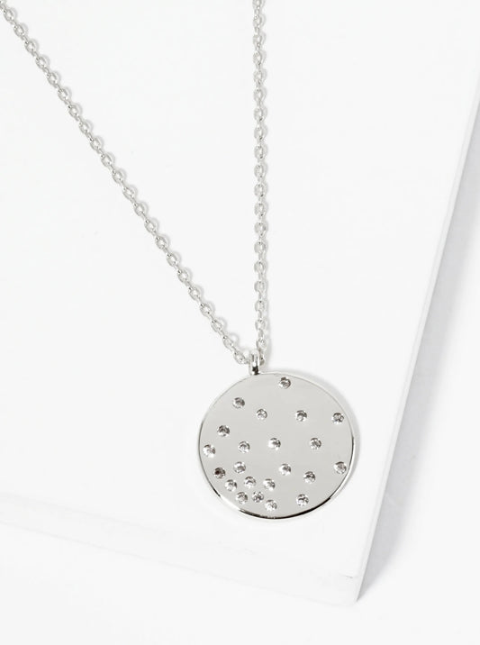 18K Gold Dipped Round CZ Pendant Set Like Stars In The Night Sky Necklace